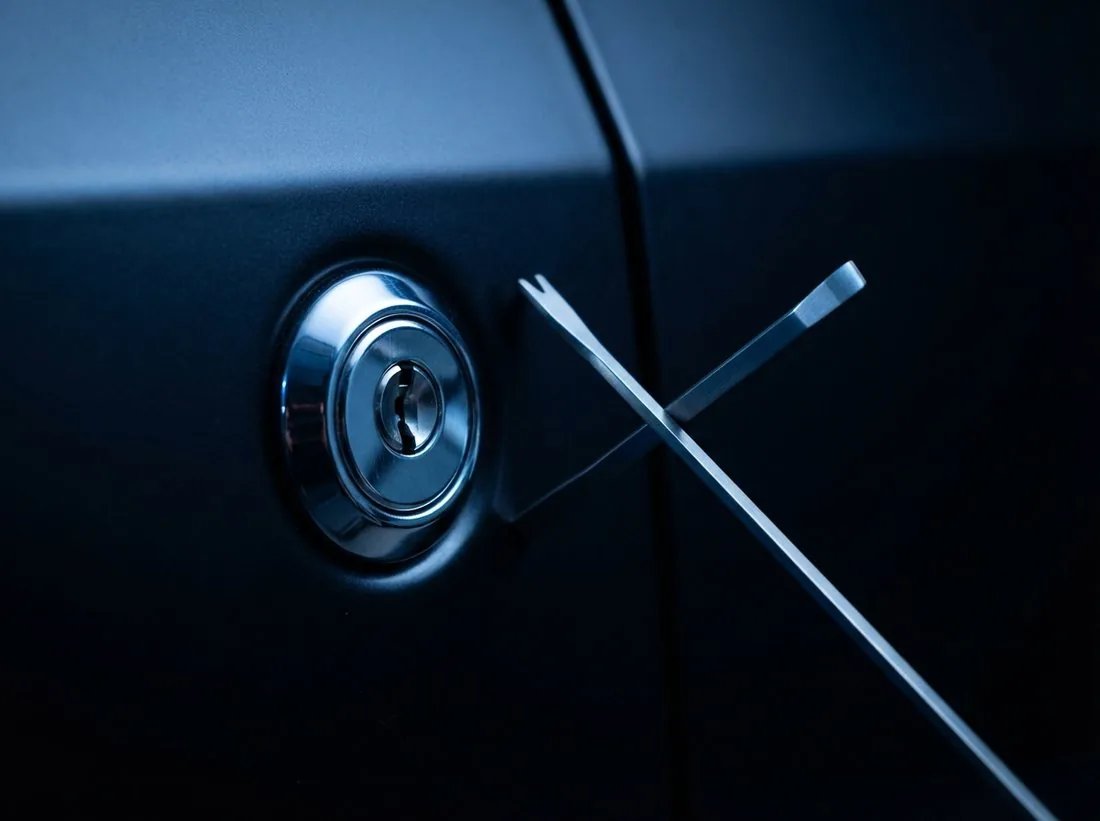 Car door lock cylinder with entry tools