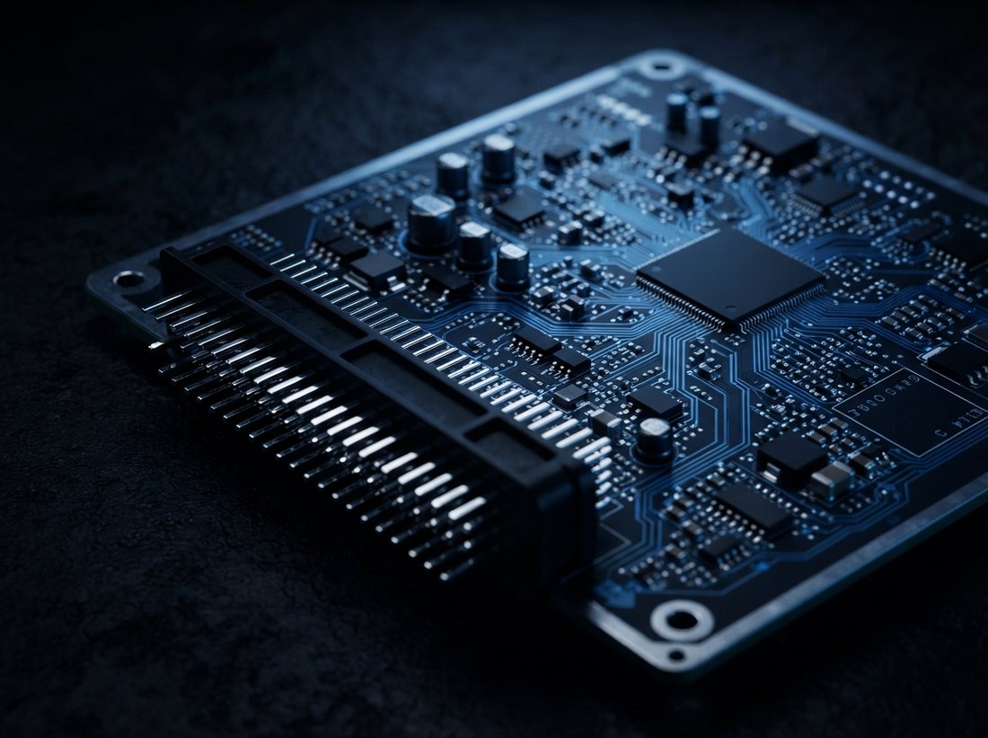 Automotive electronic module with lit traces